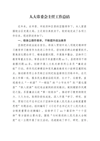 人大常委会主任工作总结