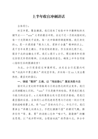 上半年收官冲刺讲话