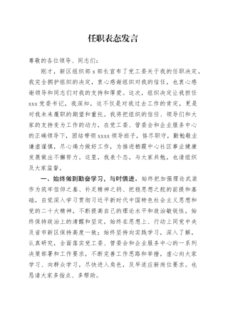 社区党委书记任职表态发言