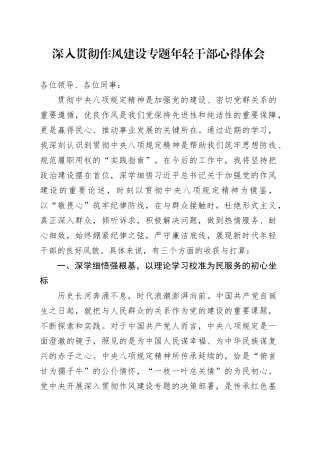 深入贯彻作风建设专题年轻干部心得体会