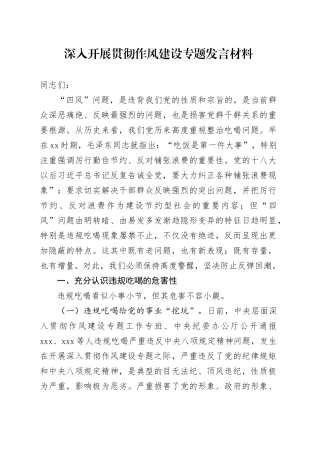 深入开展贯彻作风建设专题发言材料