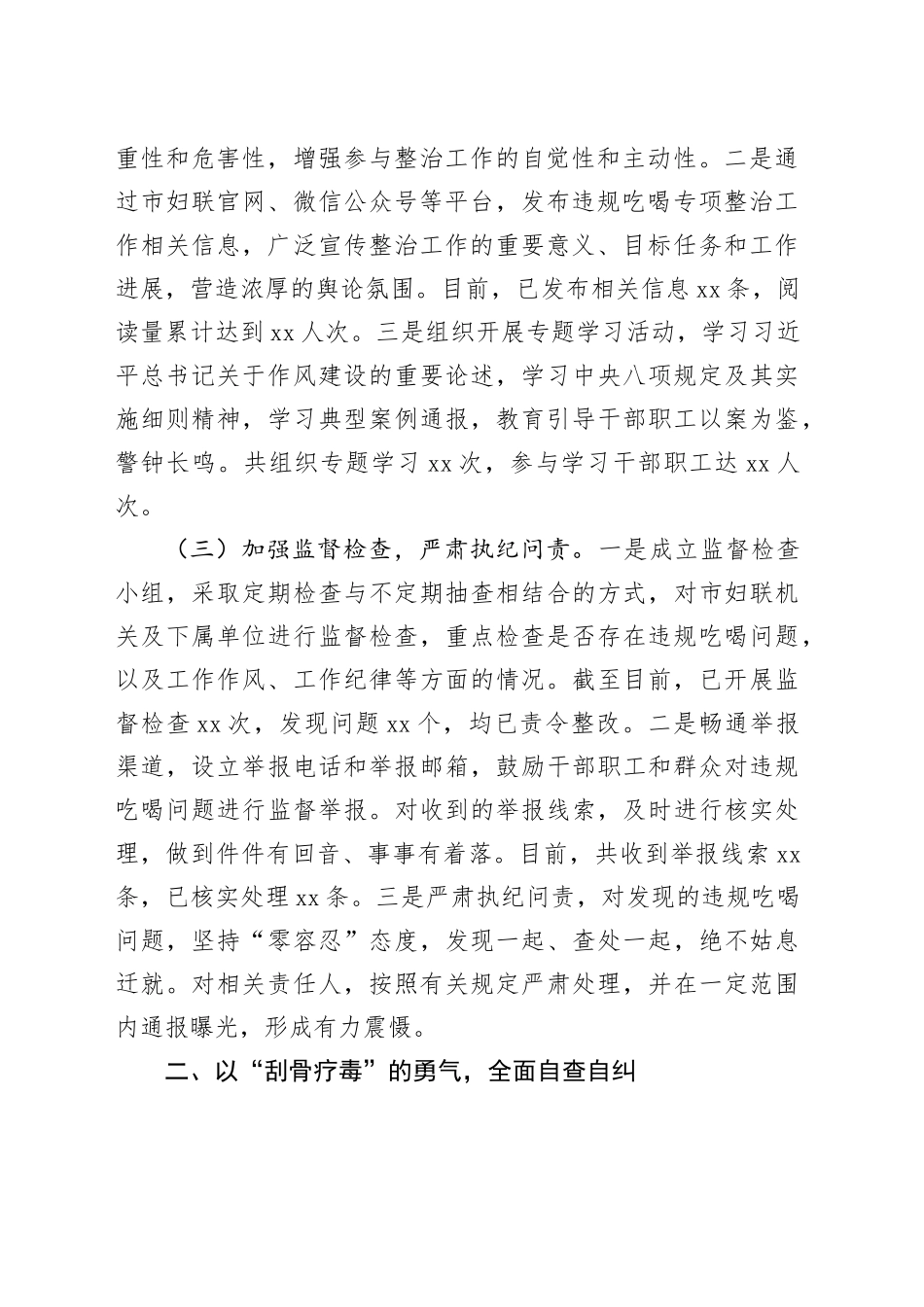 市妇联违规吃喝专项整治工作进展汇报_第2页