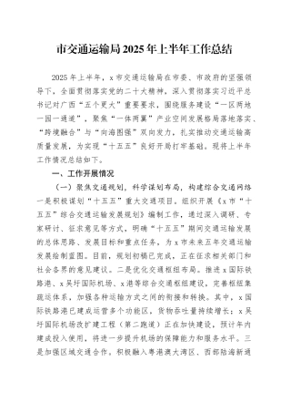 市交通运输局2025年上半年工作总结（1）