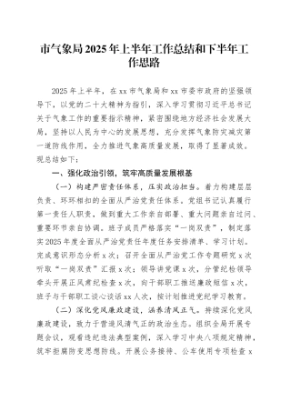 市气象局2025年上半年工作总结和下半年工作思路
