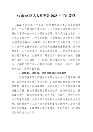 市区人大常委会2025年工作要点