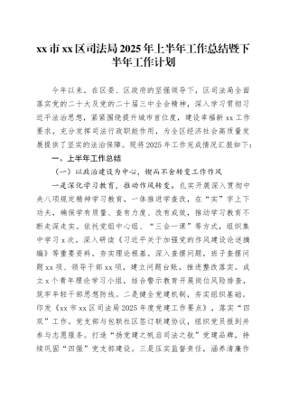 市区司法局2025年上半年工作总结暨下半年工作计划