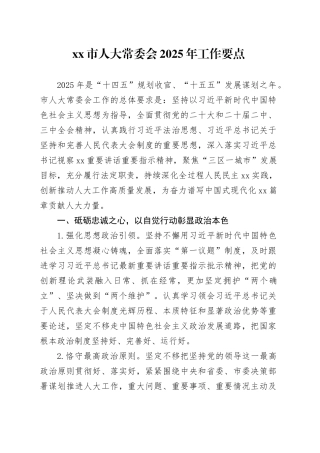 市人大常委会2025年工作要点