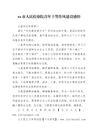 市人民检察院青年干警作风建设感悟