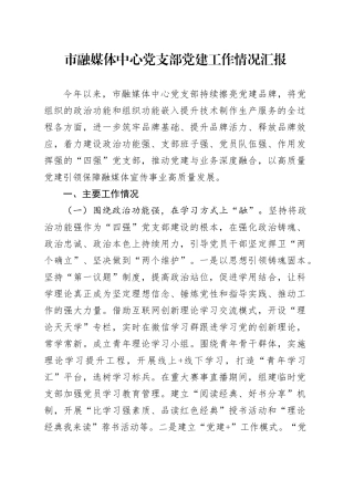 市融媒体中心党支部党建工作情况汇报