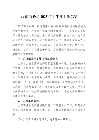 市商务局2025年上半年工作总结