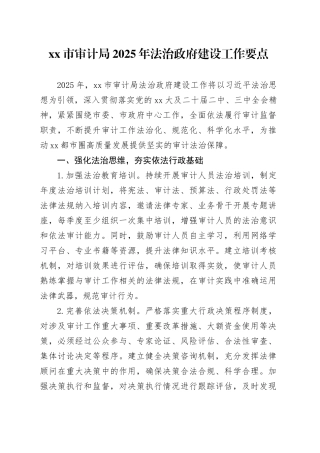 市审计局2025年法治政府建设工作要点