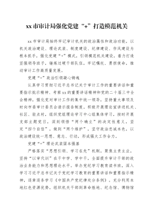 市审计局强化党建“ ”打造模范机关