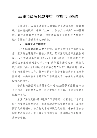 市司法局2025年第一季度工作总结