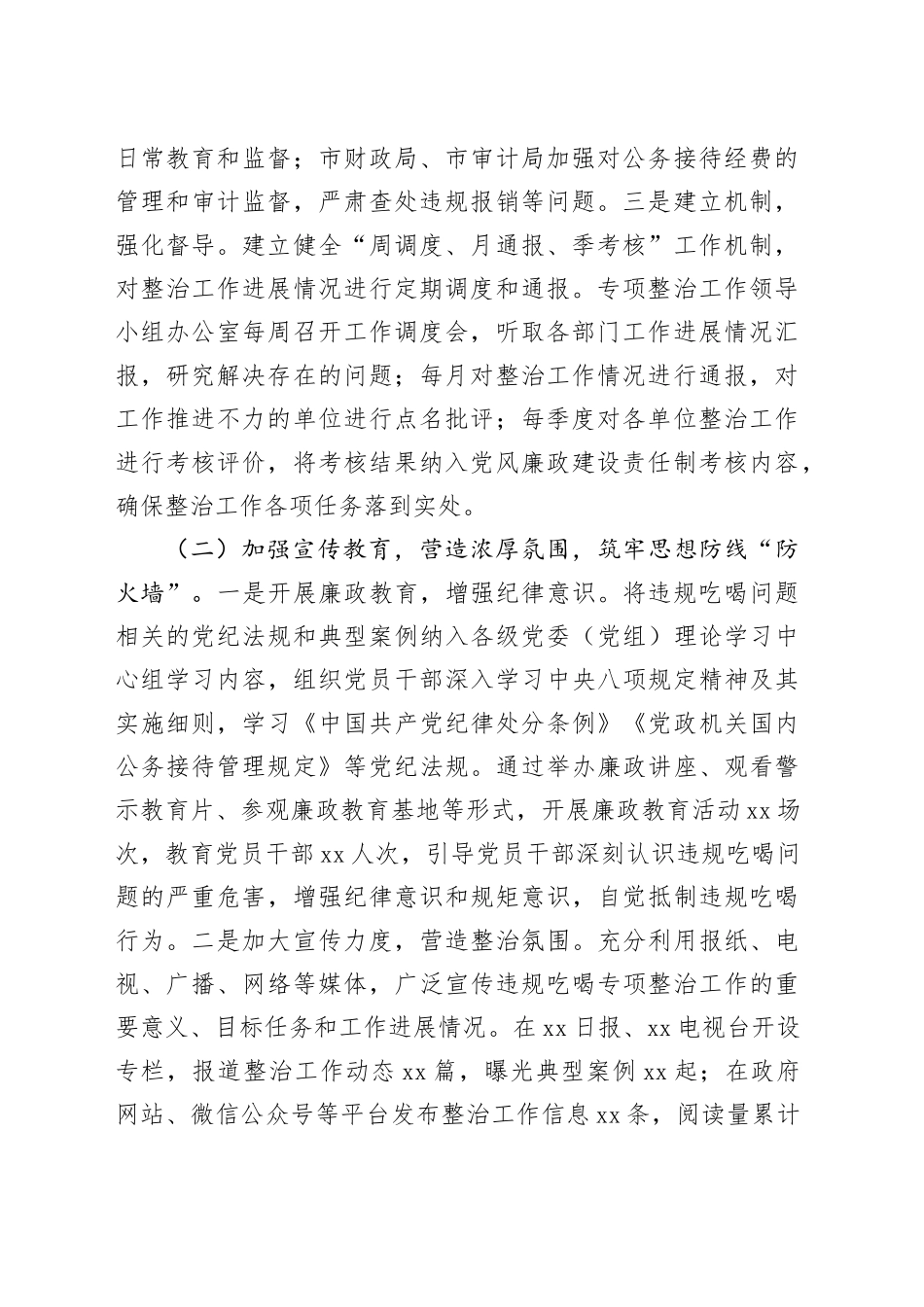 市违规吃喝专项整治工作情况总结（1）_第2页