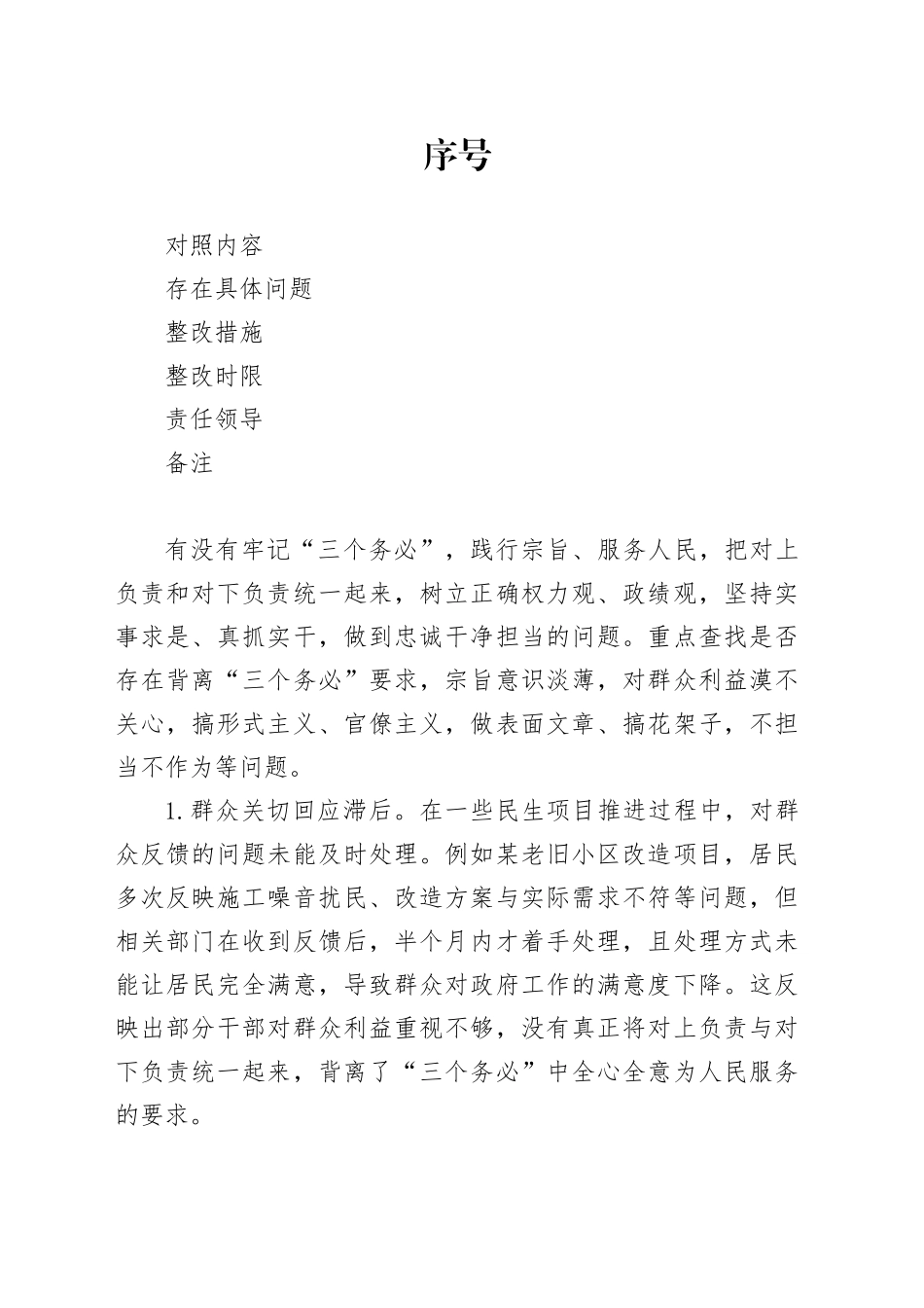 市委领导班子深入贯彻中央八项规定精神学习教育问题查找清单表格（11个方面）20250423_第1页