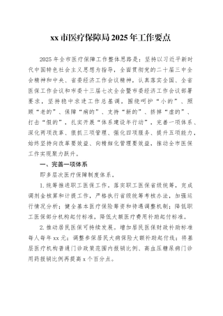 市医疗保障局2025年工作要点