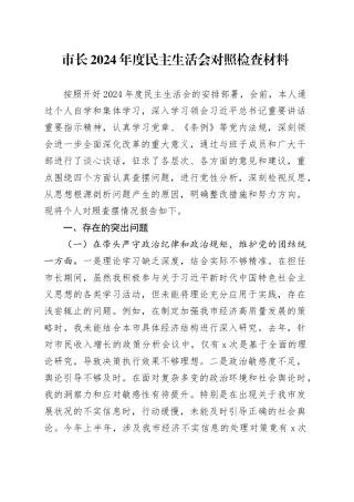 市长2024年度民主生活会对照检查材料-3