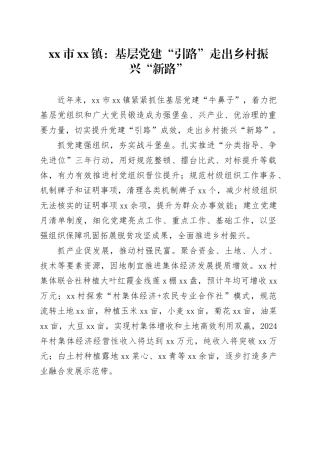 市镇党建工作宣传稿：基层党建“引路” 走出乡村振兴“新路”