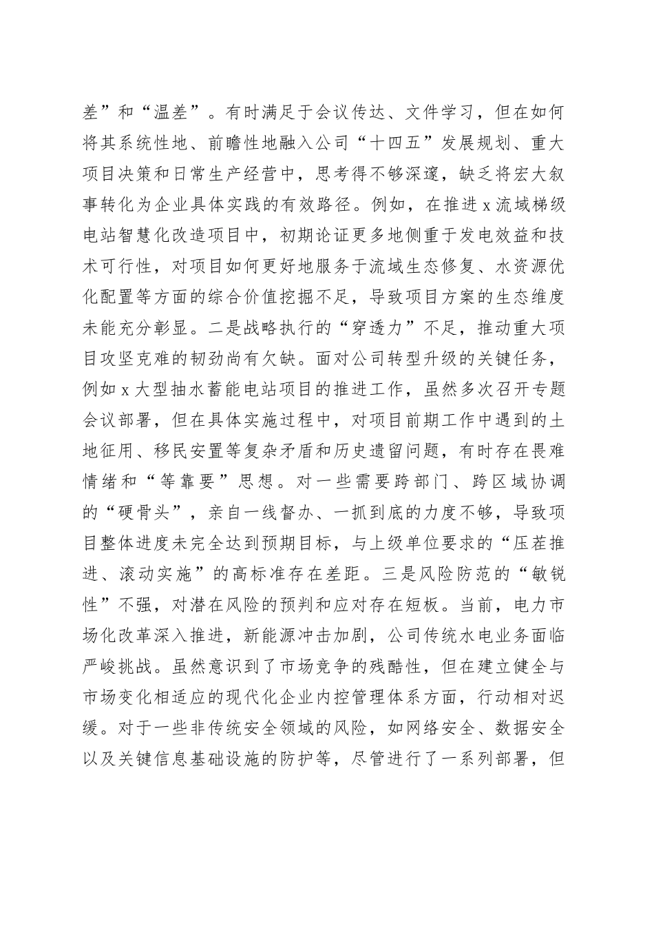 水电公司党委书记巡察整改专题民主生活会个人对照检查材料_第2页
