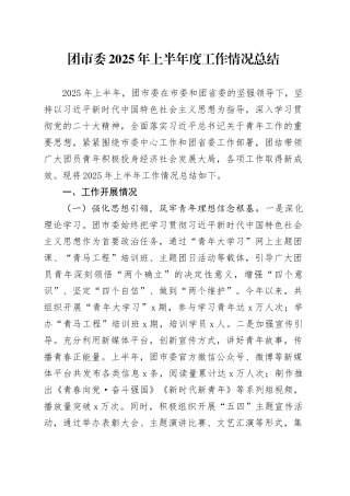 团市委2025年上半年度工作情况总结