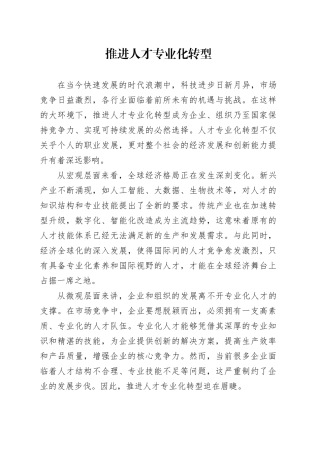 推进人才专业化转型