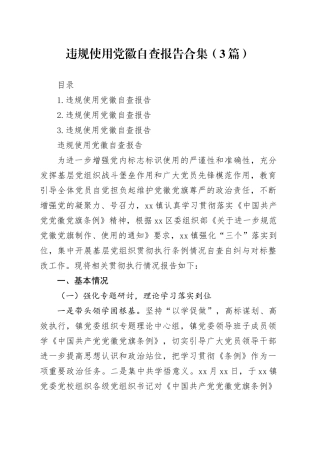 违规使用党徽自查报告合集（3篇）