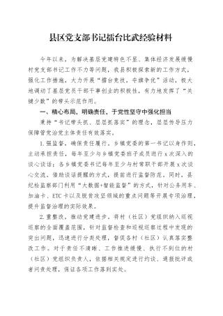 县区党支部书记擂台比武经验材料