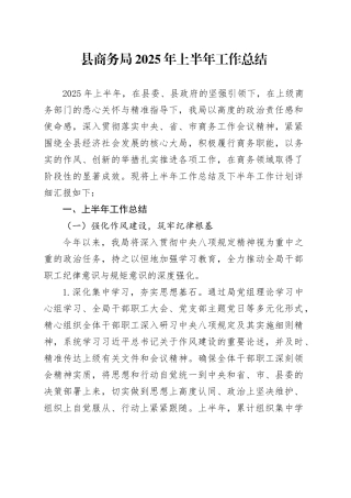 县商务局2025年上半年工作总结
