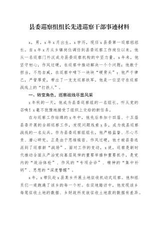 县委巡察组组长先进巡察干部事迹材料