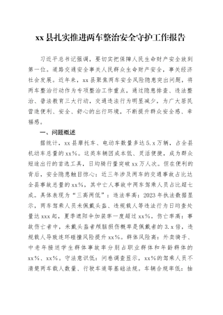 县扎实推进两车整治安全守护工作报告