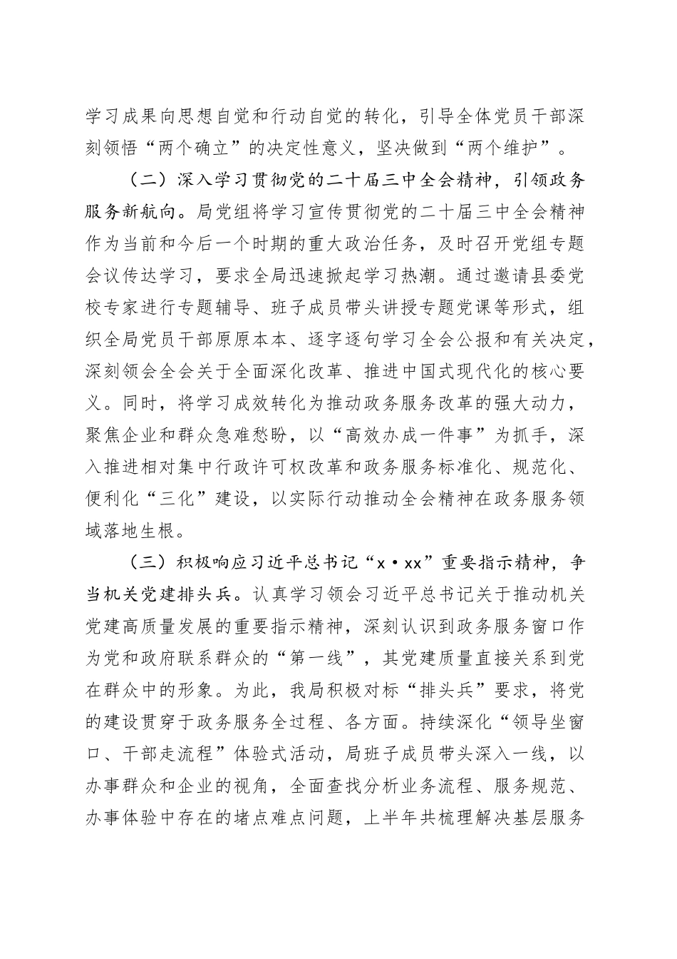 县政务服务管理局2025年党建半年工作总结_第2页