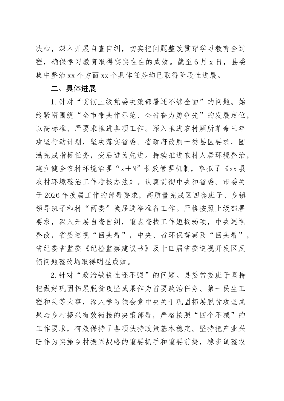 县专题集中整改整治情况报告_第2页