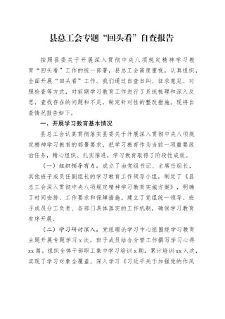 县总工会专题“回头看”自查报告