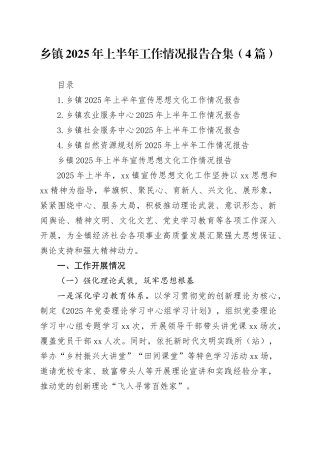 乡镇街道2025年上半年工作情况报告合集（4篇）