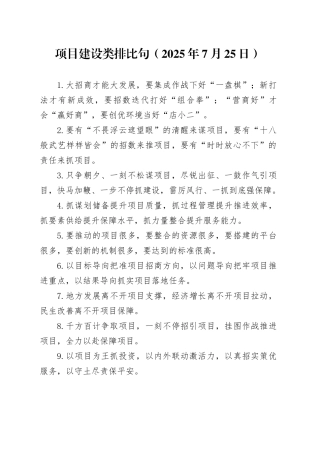 项目建设类排比句（2025年7月25日）