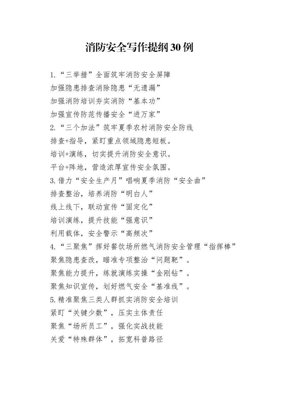 消防安全写作提纲30例_第1页