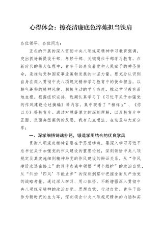 心得体会：擦亮清廉底色　淬炼担当铁肩