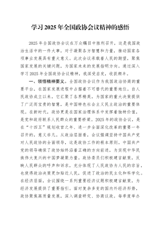 学习2025年全国政协会议精神的感悟