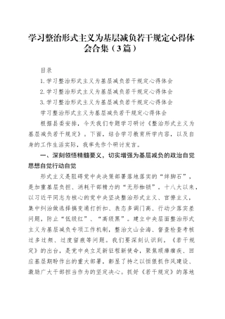 学习整治形式主义为基层减负若干规定心得体会合集（3篇）