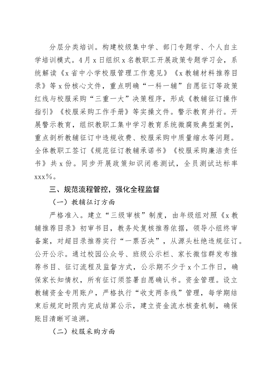 学校教辅校服专项整治行动自查报告：筑牢清廉防线，斩断利益链条_第2页