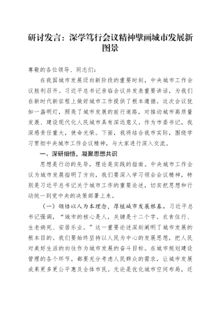 研讨发言：深学笃行会议精神擘画城市发展新图景