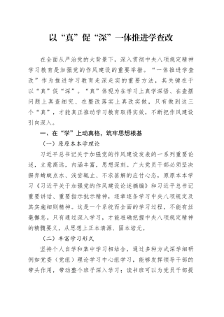 以“真”促“深”一体推进学查改