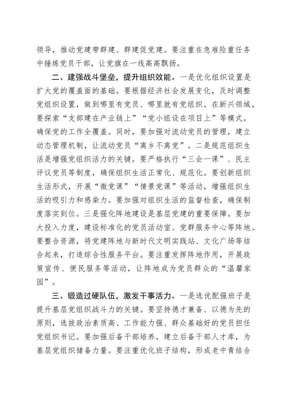 在2025年基层党组织书记抓基层党建工作会议上的讲话_第2页