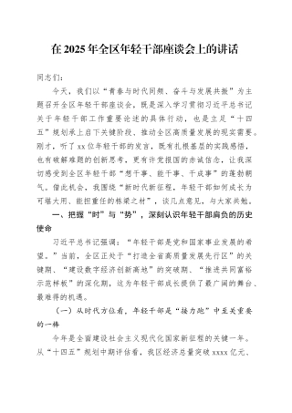 在2025年全区年轻干部座谈会上的讲话