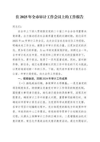 在2025年全市审计工作会议上的工作报告