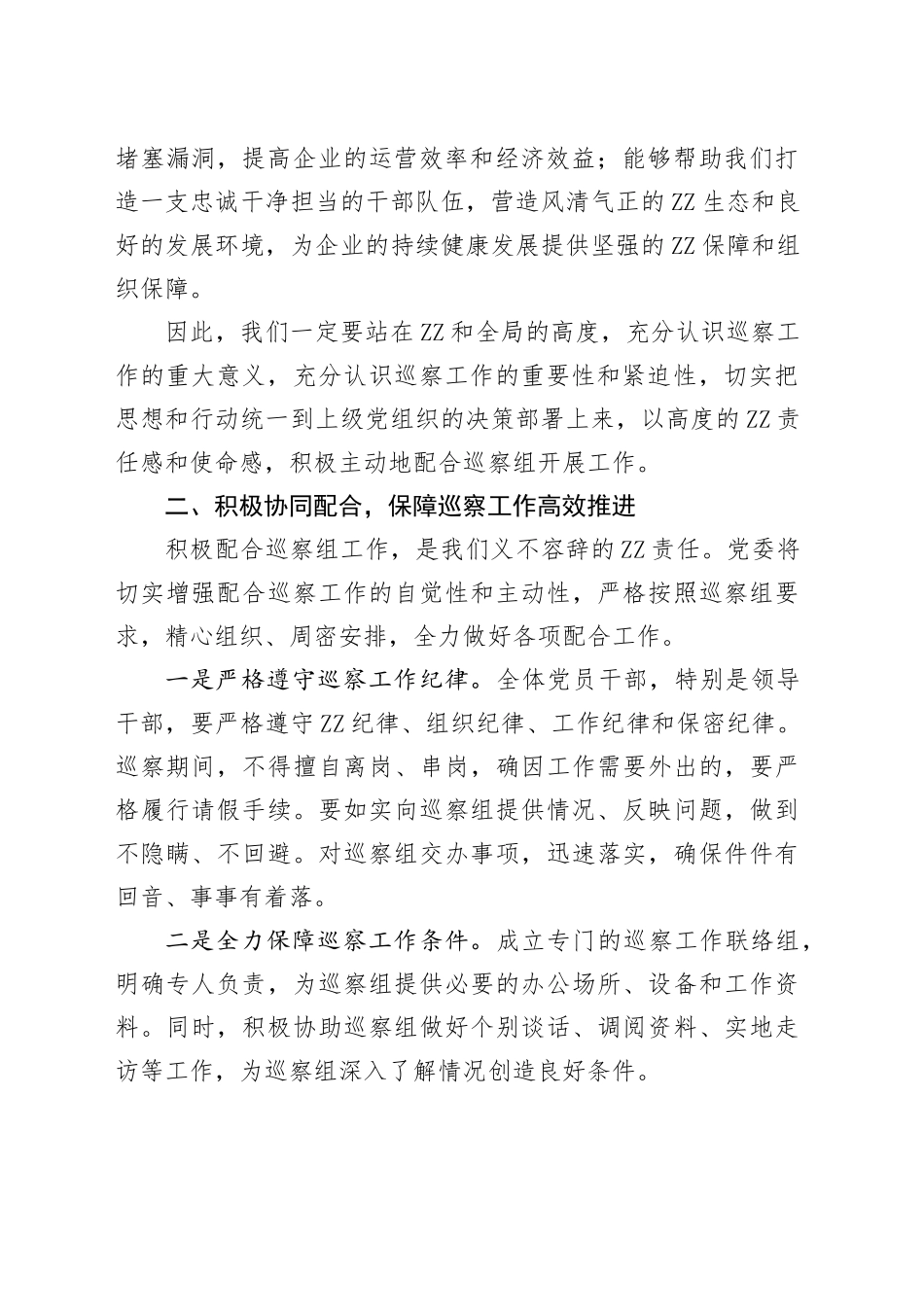 在2025年巡察工作动员会议上的表态发言_第2页