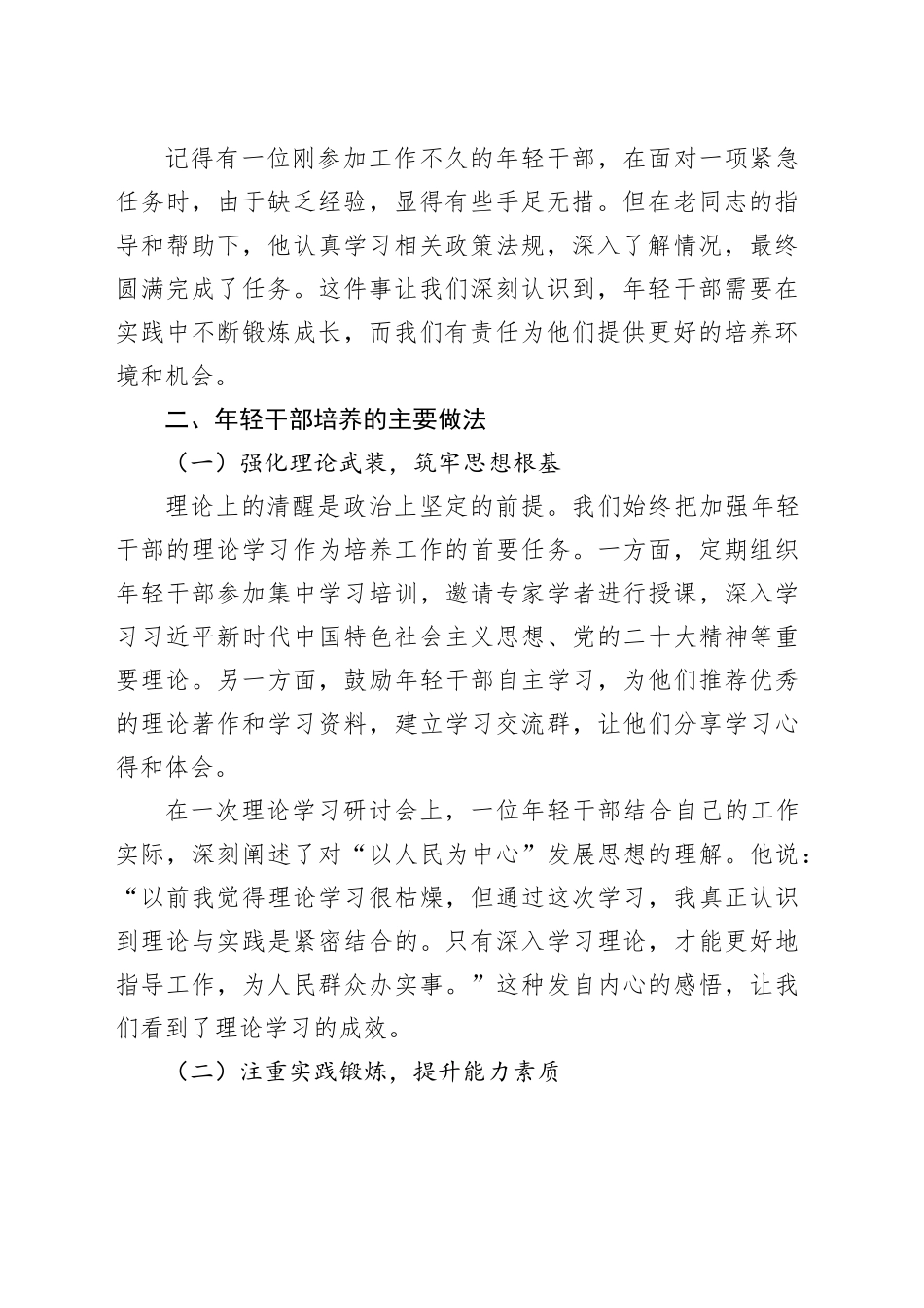 在年轻干部培养工作座谈会上的发言材料_第2页