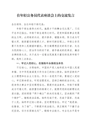 在年轻公务员代表座谈会上的交流发言