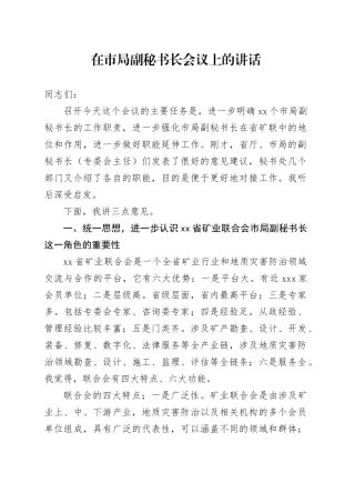 在市局副秘书长会议上的讲话