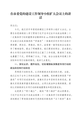 在市委党的建设工作领导小组扩大会议上的讲话